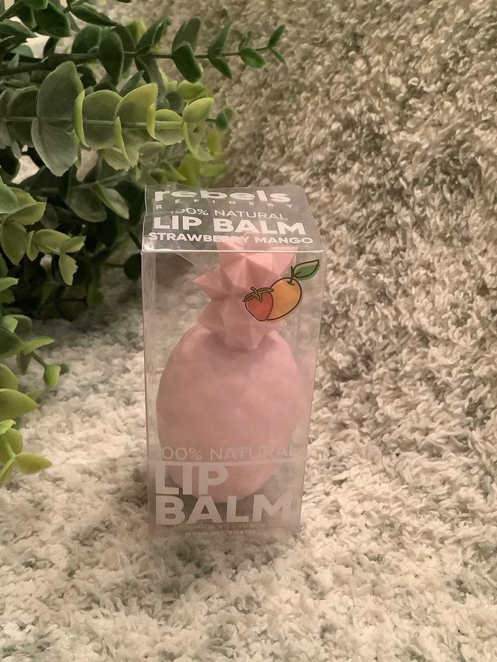 Rebels Refinery Pink Pineapple Lip Balm Flavored Strawberry Mango NWT %100 natur